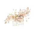 thumbnail image 4 of EeaseCA Alloy Hair Comb Pearl Inlaid Insert Comb Rhinestone Headdress Women Decorative Comb Golden, 4 of 7