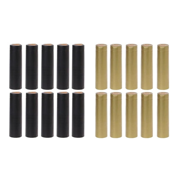 200 cápsulas termorretráctiles para tapas de botellas de vino con corcho 32 mm de oro negro