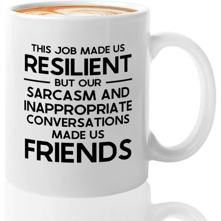 

Funny Coworker Coffee Mug 11oz White -Made Us Resilient - Gift For Funny Coworker Women Bestie Men Staff Employee Friend Chaos Coordinator