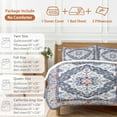thumbnail image 6 of Bohemian Bedding Duvet Cover Set Full Size 4 Pieces Vintage Tribal Boho Floral Monaco Ethnic Style Blue Bedding Set with Zipper Closure, 1 Comforter Cover 86x86 Inches 1 Flat Sheet & 2 Pillow Cases, 6 of 7