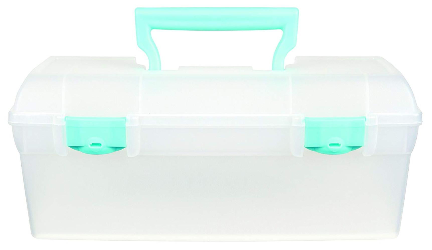 Art and Craft Storage Box Aqua Mist Latches Essentials Lift-Out Tray 6937AG New Version Trans W/Aqua Latches & Handle 
