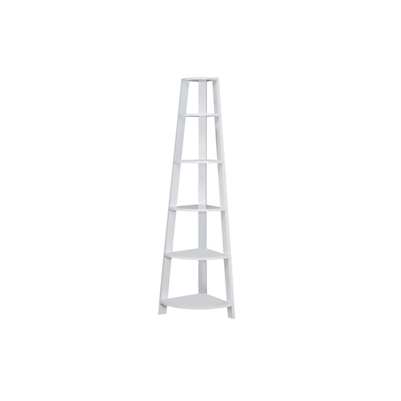 Living Room Display Shelves Bookshelf, Bookcase, Etagere, Corner, 5 Tier, 72"h, Office, Bedroom, White Laminate, Contemporary, Modern,Living Room Shelving Units