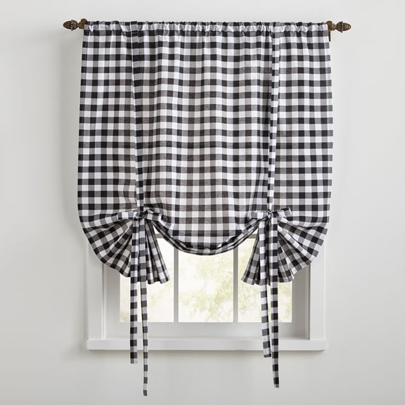 BrylaneHome Buffalo Check Tie-Up Window Shade