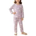 thumbnail image 2 of Amidoa Girls 2 Piece Outfits Fall Winter Clothes Print Soft Long Sleeves Top and Pants Kids Clothing Sets Purple Size 4-5 Years, 2 of 7