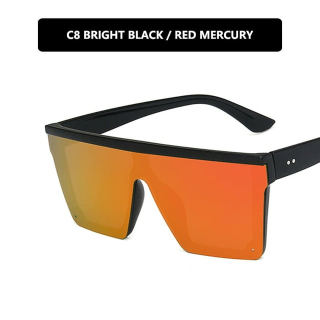 Women Men Flat Top Shield Sunglasses Oversized Square Rimless Shades UV400