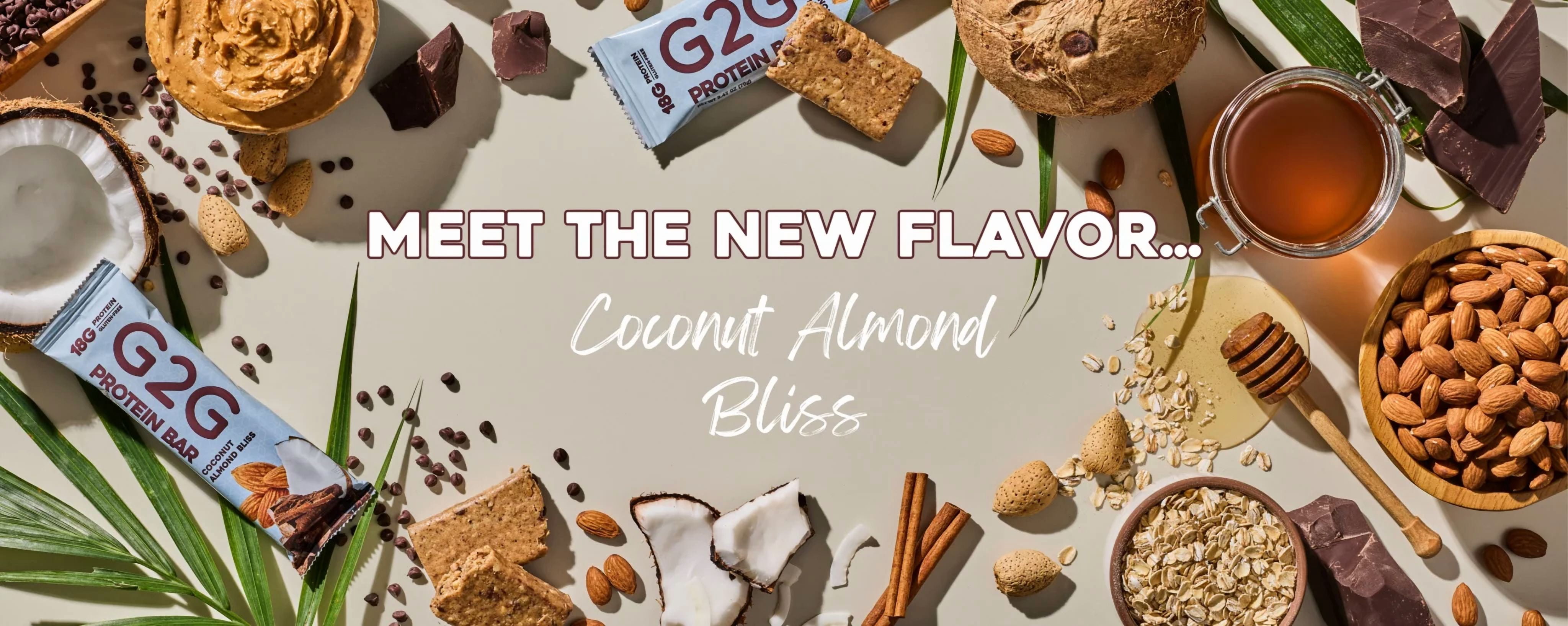 G2G Protein Bar, Coconut Almond Bliss, Gluten-Free, Clean Ingredients, Refrigerated for Freshness, (Pack of 8)