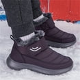 thumbnail image 5 of YOURDIARY Women Snow Boots Winter Warm Outdoor Waterproof Fabric Hiking Ankle Boots Slip-ons Purple, 5 of 7