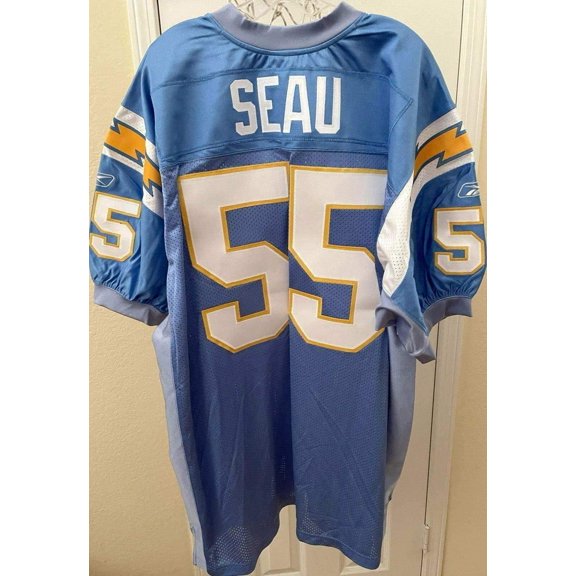 Collectible Junior Seau Chargers 2002 last season Reebok game model powder blue jersey