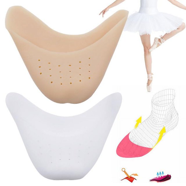 Punteras de silicona para zapatos de bailarina, puntas de ballet suaves, protectores de dedos, 2 pares, color blanco, tono de piel
