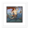 thumbnail image 1 of Burne Jones Sea Nymph Mermaid Fish Painting 8X8 Inch Square Wooden Framed Wall Art Print Picture with Mount, 1 of 4