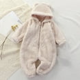 thumbnail image 3 of Ccpelsie Baby Plush Long Sleeve Polar Fleece Jumpsuit With Bear Ears Baby Fleece Hooded Jumpsuit Infant Winter Outfit(Beige,6-12 Months), 3 of 3