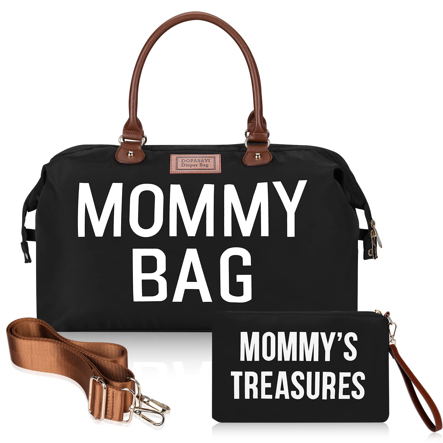 Mommy Bag for Hospital, Diaper Bag with Mommy's Treasures Bag and Shoulder  Straps, Large Travel Diaper Tote for Mom and Dad, Multifunction Baby Bag