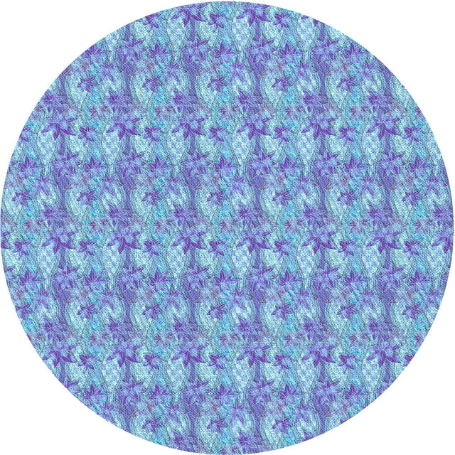 Ahgly Company Tapis Rond Lavable en Machine Intérieur Transitionnel Bleu Diamant Bleu, 7 Pieds Rond