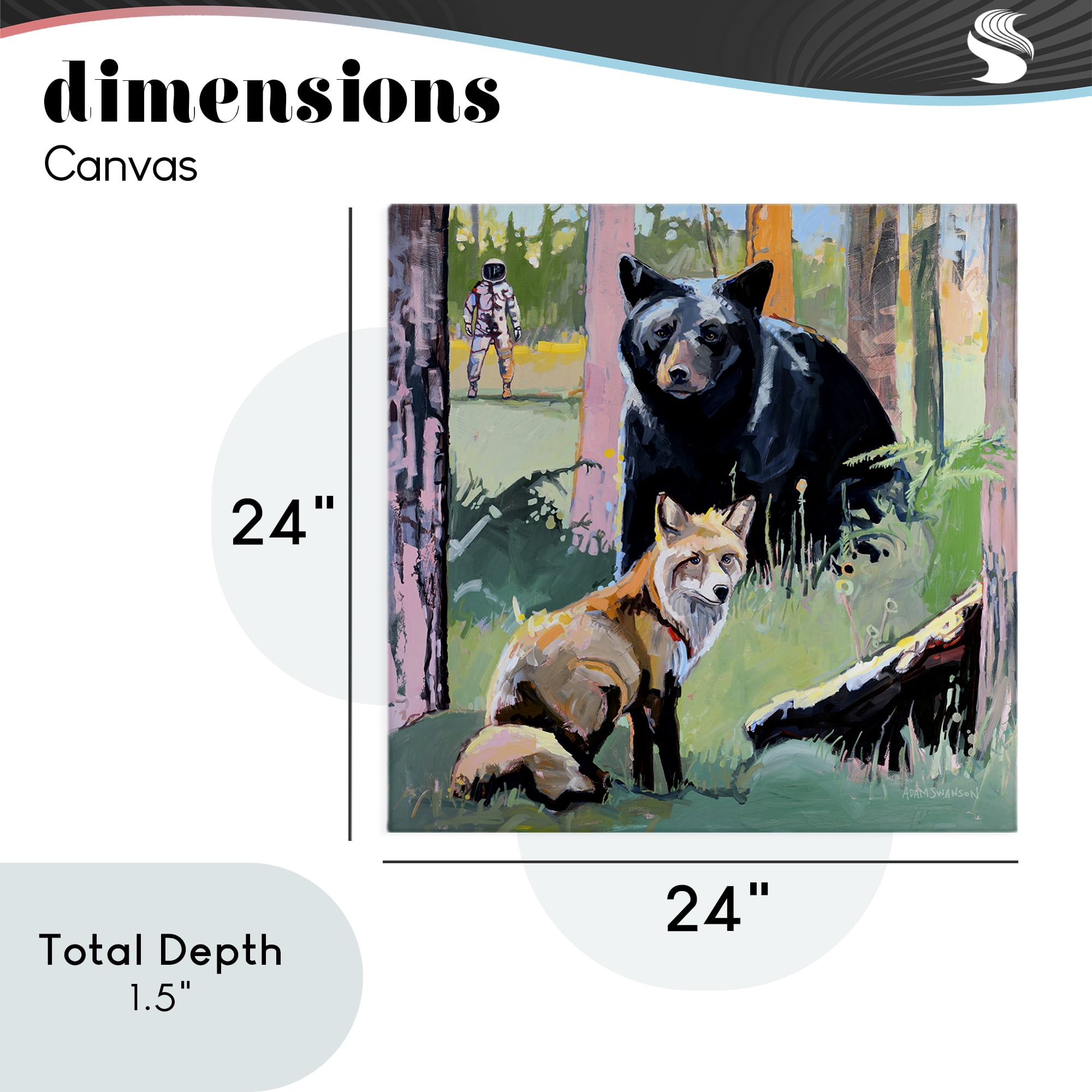 Forest Animals in Deep Space Canvas Wall Art, design by Adam Swanson