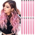 thumbnail image 1 of Extensiones de cabello YONGSHENG 12 piezas rosa con clip sintético recto 22 pulgadas, 1 of 4