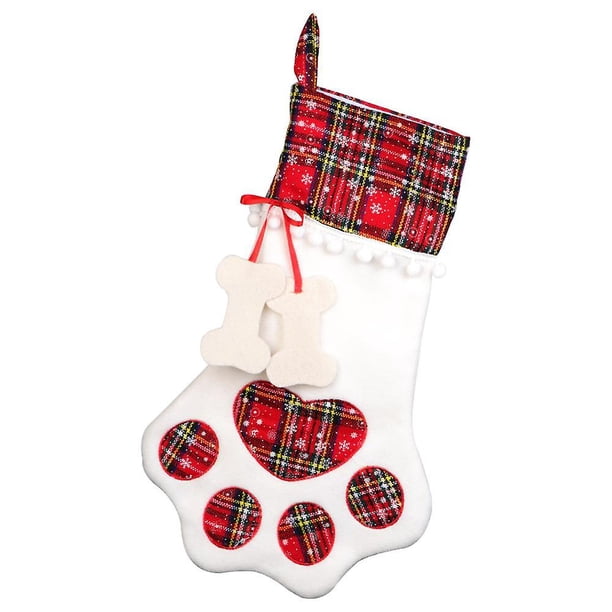 Medias de Navidad grandes para mascotas de 46x28 cm para perros, gatos, niños, regalo de dulces, bolsa a cuadros, medias de pata, adornos para árboles de Navidad-azul + rojo,11 Feliz Sencillez