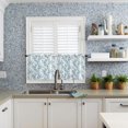 thumbnail image 6 of Floral Kitchen Window Curtain Set with Tiers and Valance, 3 Pieces Rod Pocket Valances Watercolor Style Teal Blue Flower Bud Leaves Window Treatment Semi Sheer Kitchen Bedroom Decor (52"W x 18"L), 6 of 6
