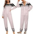 thumbnail image 2 of Pink Polka Dot Lace Bow Unisex Adult Onesie Pajamas with Pockets for Women Men Hooded Loungewear, 2 of 8