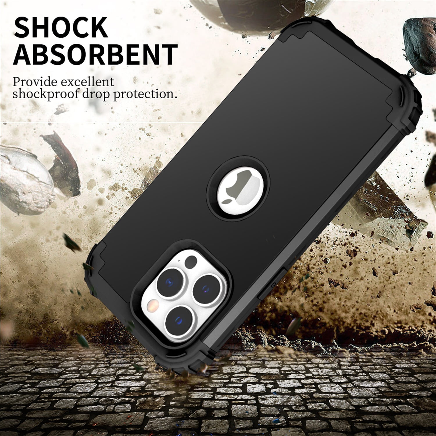 Allytech Phone Case for iPhone 14 Pro 6.1" 2022, Soft TPU Bumper + PC Hard Back [4 Corners] Shockproof Protection Heavy Duty Cover for iPhone 14 Pro 5G, Black