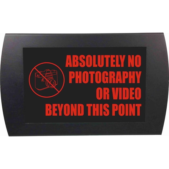 AMERICAN RECORDER - "ABSOLUTELY NO PHOTO OR VIDEO BEYOND THIS POINT" LED Lighted Sign