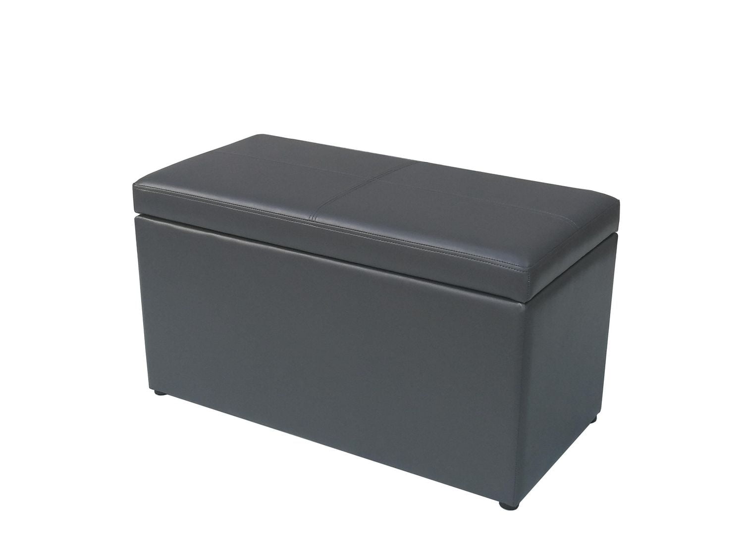 MAINSTAYS Grey Faux Leather Hinged  Storage Ottoman