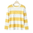 thumbnail image 4 of Bzdzmqm Womens Long Sleeve Striped Pullover Tops Casual Crew Neck Sweaters Fall Winter Loose Fit Knit Tees for Daily Work Office Outfits, Yellow L, 4 of 5