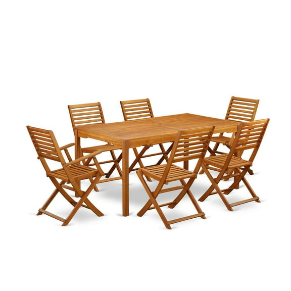 East West Furniture Wooden Patio Set Natural Oil, CMBS72CANA