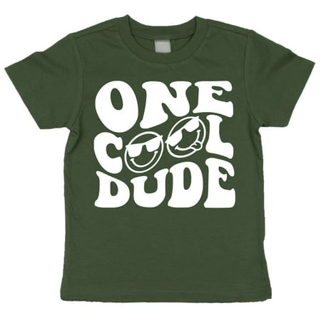 

One Cool Dude Retro Boys First Birthday Shirt & Bodysuit for Boys Military Green Shirt 18 Months