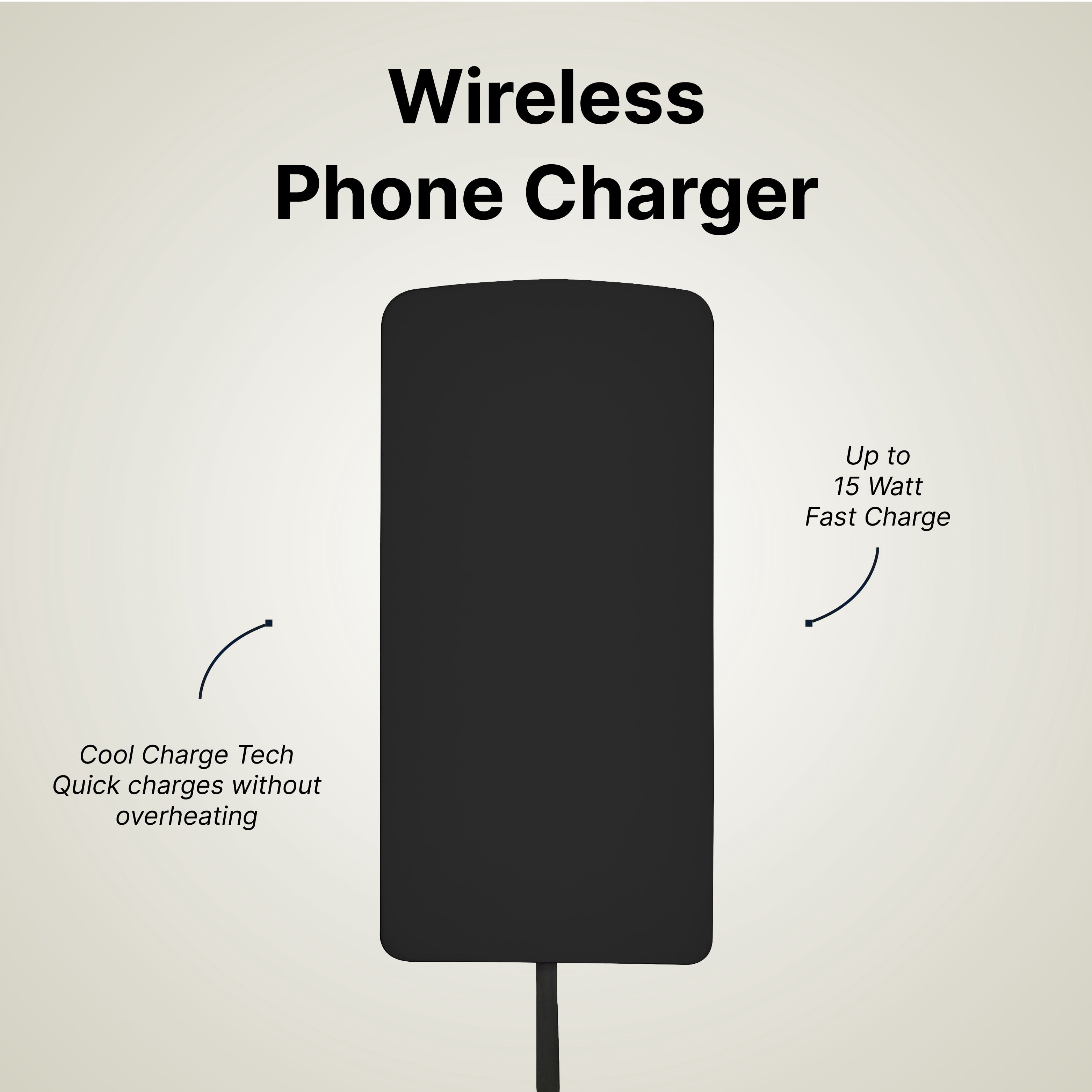 It's Just Smart 15W Ultra Slim Wireless Charger, Fast Universal Wireless Charging Pad for iPhone, Samsung & All Qi Enabled Devices, Black