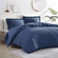 thumbnail image 1 of Brielle Pierce Solid 100% Cotton Soft Waffle Textured Comforter Set, Navy, Full/Queen, 1 of 4