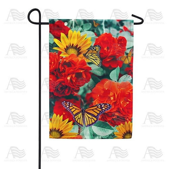 America Forever Spring Butterfly Garden Flag 12.5 x 18 inches Double Sided Welcome Summer, Flowers, Rose, Sunflower - Seasonal Yard Lawn Outdoor Decorative Spring Floral Garden Flag