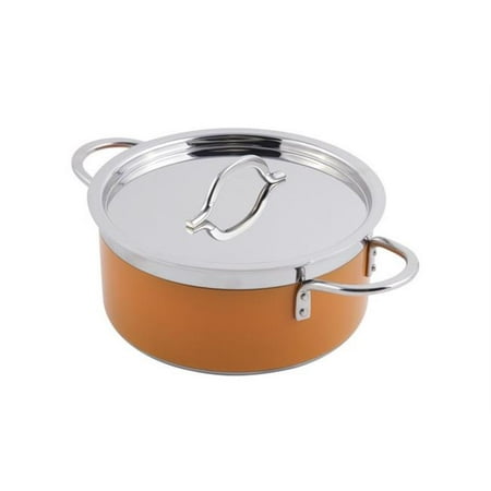 

7 x 3 in. Classic Country French Collection 1 quart Pot with Cover Orange - 22 oz