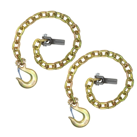(2 Pack) 36 inch Grade 70 Trailer Safety Chain with 3/8" Clevis Snap Hook & Chain Retainer - 25000 lbs Breaking Strength - Transport 3/8 Safety Chains with Clevis Hook for Towing