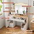 thumbnail image 3 of Alvantor Vanity Desk with Tri-Fold Mirror and LED Lights, Makeup Table for Adults with USB Ports and Drawers, White, 3 of 8