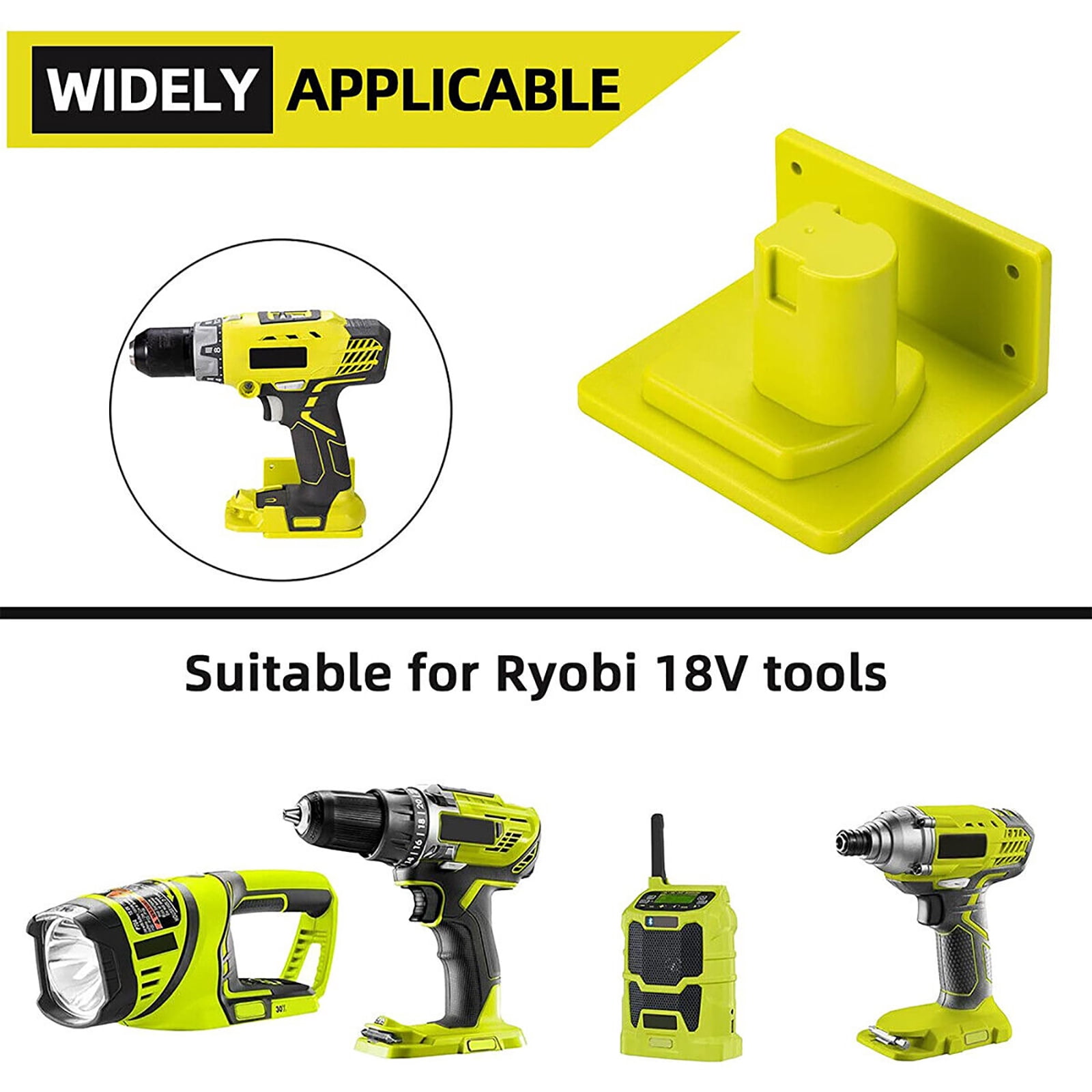 5x Battery Dock Holder Mounts, Screwable, Versatile Storage Solution for Power Tools for Ryobi 18V