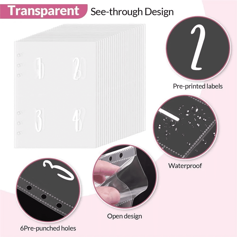 PandaTop 100 Envelopes Money Saving Challenge Binder, Budget Binder with Cash Envelopes, Money Saving Binder 100 Pocket Pre-Numbered, Fun Way to Save $5050, Pink