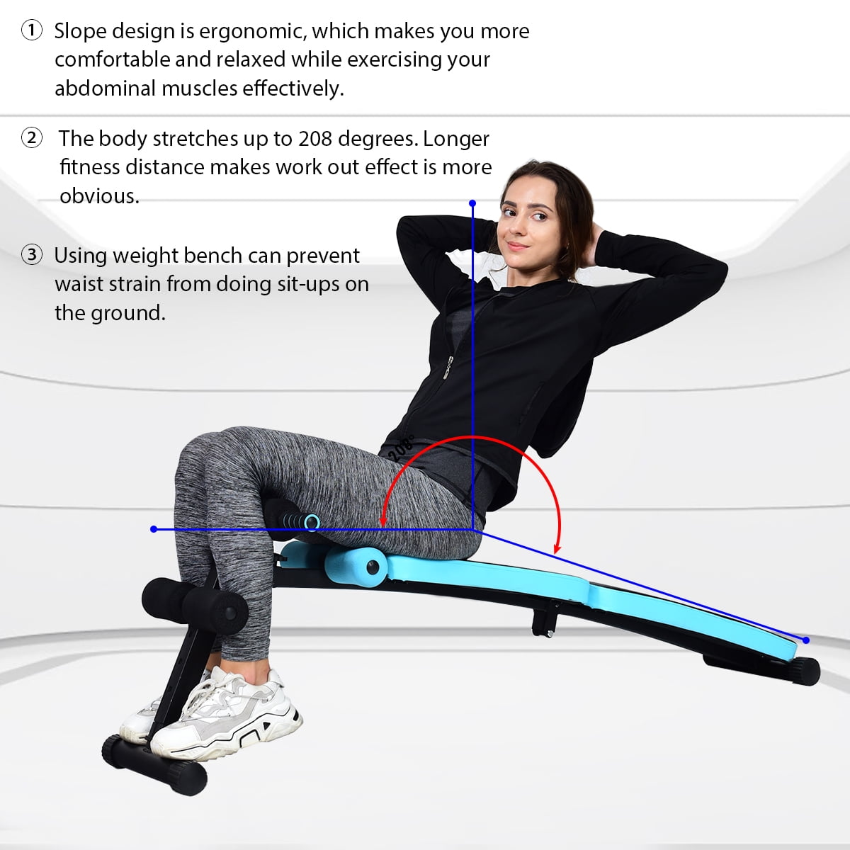 SuperFit Folding Weight Bench Adjustable Sit up Board Curved