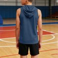 thumbnail image 6 of Nestiefly Boys Tank Tops Undershirt Hoodie Sleeveless Kids Athletic Workout Hooded Shirts Muscle Tees Basic T-Shirt 5-12 Y 2026 Navy 170, 6 of 6