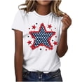 thumbnail image 4 of Cavosen Independence Day Clothes Women Petite 4th of July Short Sleeve Round Neck Tops USA Star Striped Print T Shirts Lady XL Red White and Blue Casual Shirts Patriotic Tunic Tees Patriotic Outfits, 4 of 6