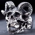 thumbnail image 4 of ZMY Home Ram Horned Skull Stainless Steel Ring Edgy and Unique Statement Jewelry for Men and Women (9), 4 of 6