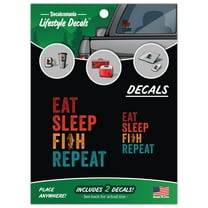 Eat, Sleep, Fish, Repeat Decals - Set of 2 Funny Fishing Vinyl Car Stickers for Truck Window Bumper Tackle Box Laptop Tumbler