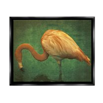 Stupell Industries Dark Flamingo in Pond Animals & Insects Painting Black Floater Framed Canvas Art Print Wall Art, 21 x 17