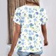 thumbnail image 4 of Fiudx Liquidación de Ahorros de Verano Top Informal de Primavera y Verano de Manga Corta con Cuello En V para Mujer, 4 of 6