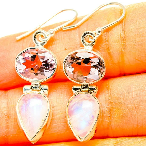 Rainbow Moonstone Pink Amethyst Earrings 1 1 2