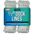 thumbnail image 1 of Dock Lines Boat Ropes for Docking 1/2" Line Braided Mooring Marine Rope 25FT Nylon Rope Boat Dock Lines for Docking Boat Lines Boating Rope Braided White 2 Pk, 1 of 7
