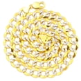 thumbnail image 1 of LoveBling 14k Yellow Gold 11mm Solid Pave Curb Chain Necklace with White Gold Pave Diamond Cut W/Lobster Lock (30"), 1 of 3