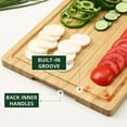 thumbnail image 3 of 18 Inch Large Bamboo Cutting Board XL Wooden Butcher Block with Juice Groove and Handles for Meat and Vegetables, 3 of 7