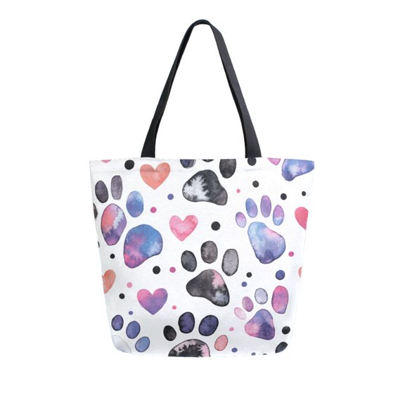 DIXRUYEE Tote Bag Women Weekender Travel Bag Shoulder Handbag Pawprints Of Love Printed