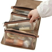 Hanging Roll-up Makeup Bag 4 in 1 Removable Makeup Storage Bag 4 Removable Cosmetic Storage Organizer Large Capacity Folding Portable Travel Toiletry Bag for Shower Trip Men Women