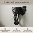 thumbnail image 5 of Zeckos Hand Carved Wood Black Elephant Head Sculpture 12 inch, 5 of 11